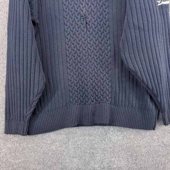 Marc Buchanan Pelle Pelle Turtleneck Sweater Mens Size XL Blue Distressed Logo - Picture 8 of 15